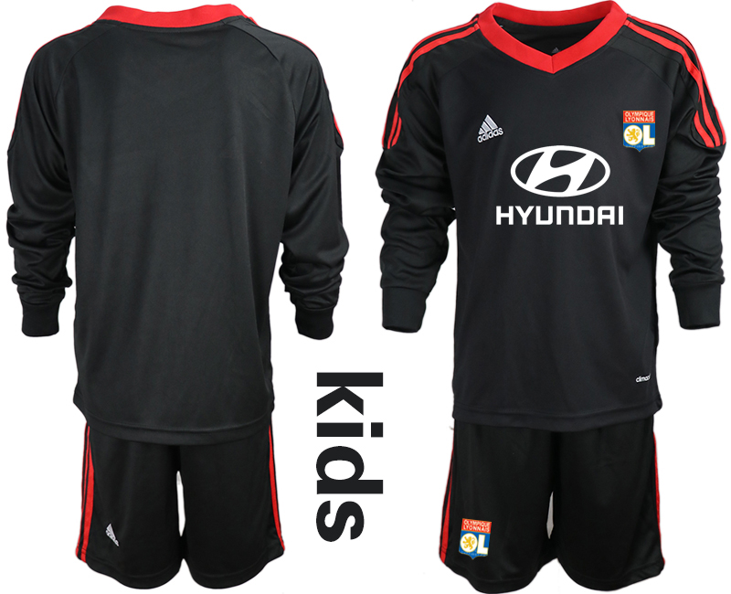 2018_2019 Club Olympique Lyonnais black long sleeve Youth goalkeeper soccer jerseys->chicago blackhawks->NHL Jersey